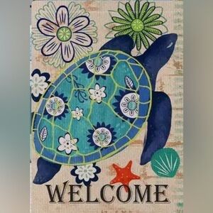Colorful Sea Turtle Garden Flag